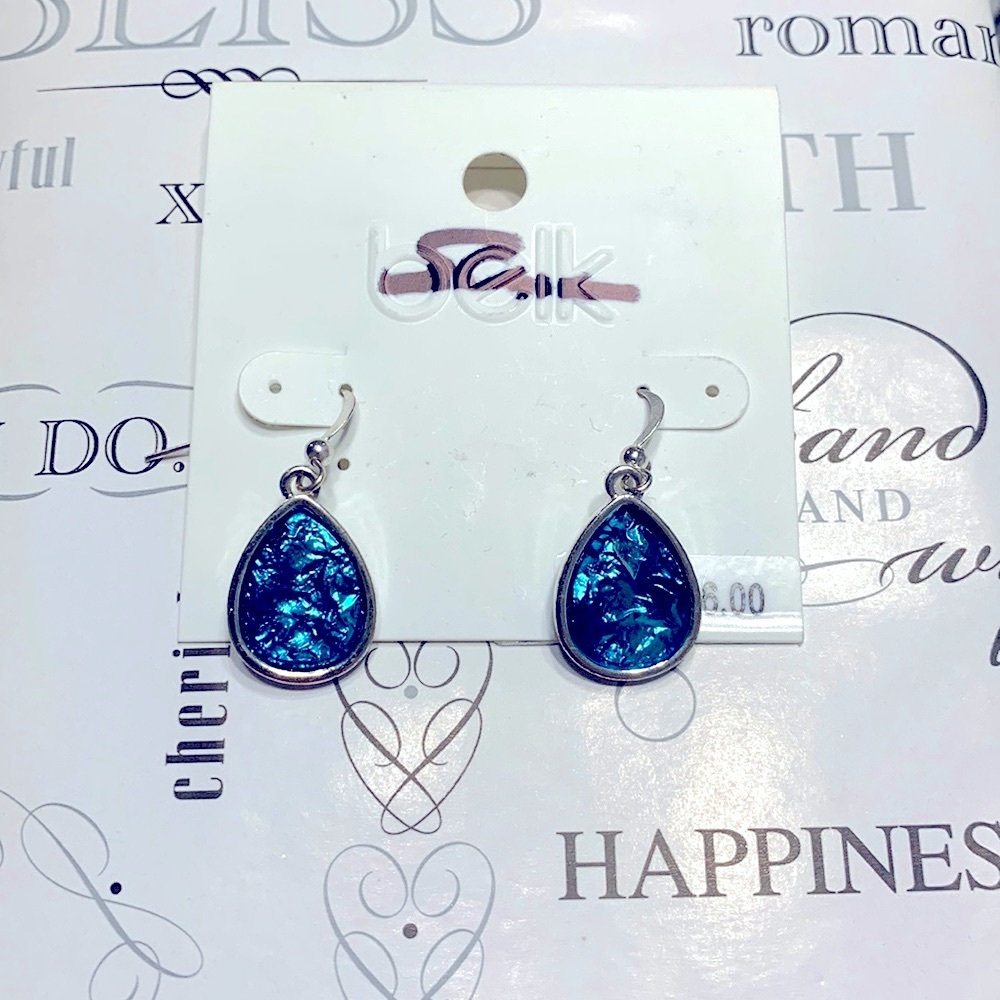 Belk Modern Core Blue Silver Tone Teardrop Earrings